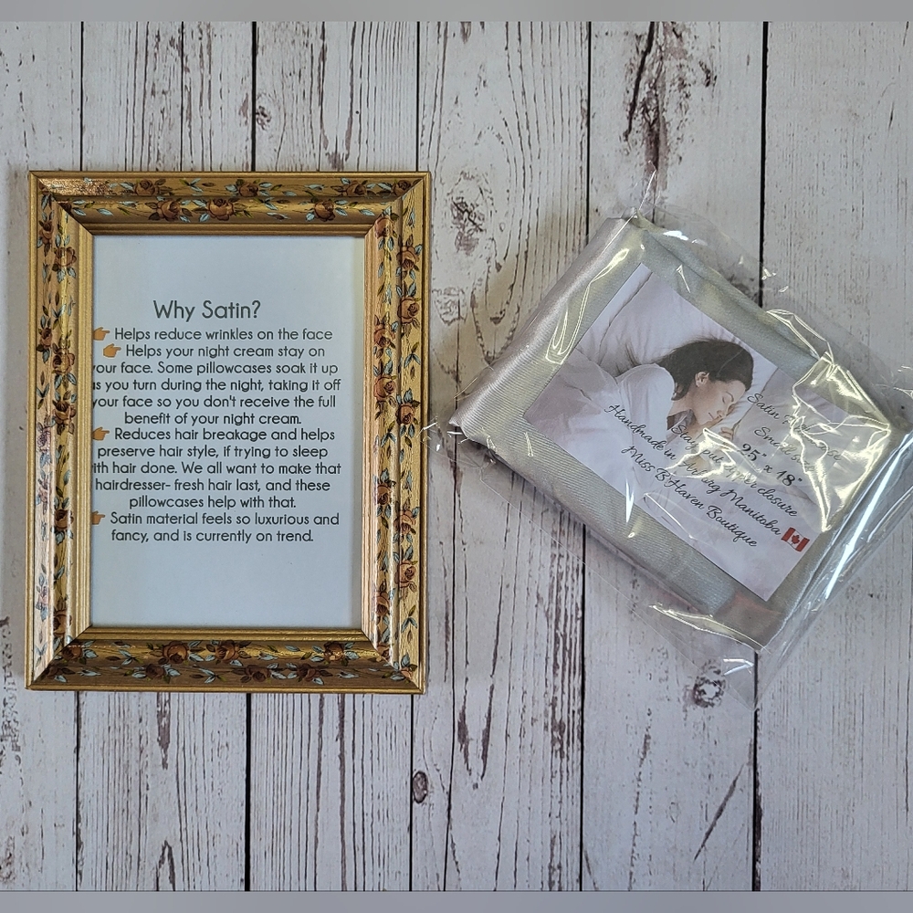 Satin pillowcase, brand new, made in Manitoba, standard fitted size, 25" x 18"